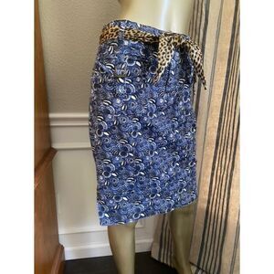 EUC Just Cavalli Floral Stretchy Denim Straight Cargo Pocket Skirt 44 10
